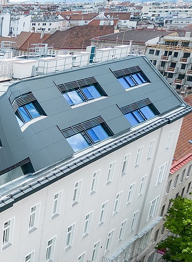 Drohnenbild von Mayerhofgasse Außenansicht